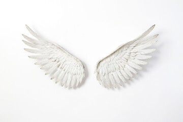 Obraz premium White Angel Wings on White Background