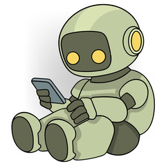 cartoon doodle illustration of modern technology that is able to answer peoples questions