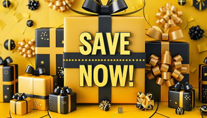 Save Now with Gifts - Promotion and Sale Concept