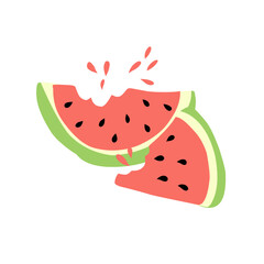 Watermelon bitten piece illustration