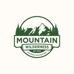 mountain forest adventure vector logo