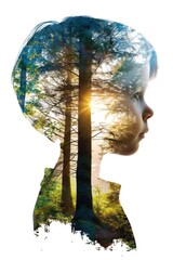 Nature's Embrace: A Child's Silhouette with Forest Inside