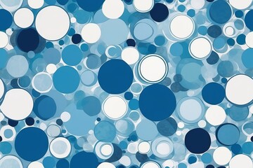 Abstract geometric background with round, circular shapes, in blue and white colors