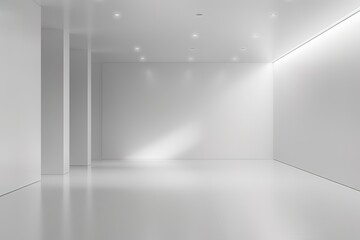 Obraz premium room interior white empty wall design floor blank space background light render modern indoor architecture