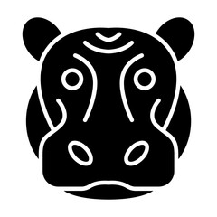 Hippopotamus head icon. black fill icon