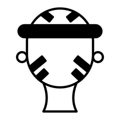 Massai Face icon. black fill icon