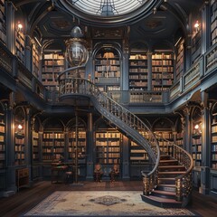 Real library backgraund Generative AI