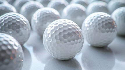 Many golf balls isolated on very clean white