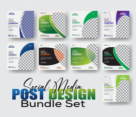 Set of professional business social media post and Square banner bundles set
