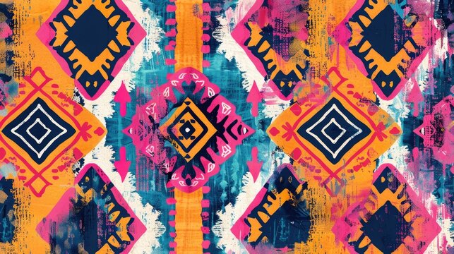 Ethnic Design with Fun Ikat Rapport and Geometric Swimwear Pattern