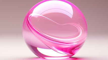 Obraz premium Elegant Pink Glass Sphere with Abstract Curves and Glossy Surface