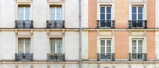 Fototapeta premium apartment building's historic exterior boasts elegant windows that whisper tales of the city's past