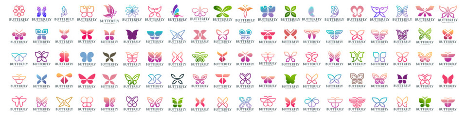 set of creative abstract butterfly logo design. Vector illustration