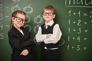 two smart schoolchildren