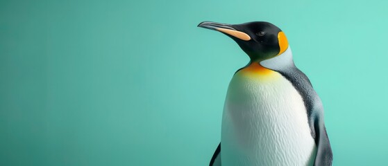 Fototapeta premium Emperor penguin against a backdrop of snow and ice, capturing the essence of nature's endurance and beauty in the coldest continent