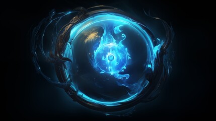 A Mystical, Glowing Blue Orb Surrounded by Ethereal Energy Swirls