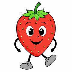 Obraz premium Strawberry vector illustration, strawberry icon and healthy sweet fruit, silhouette, logo, eps file, strawberry cartoon character, png on white background