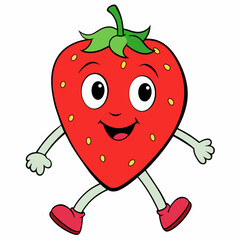 Strawberry vector illustration, strawberry icon and healthy sweet fruit, silhouette, logo, eps file, strawberry cartoon character, png on white background