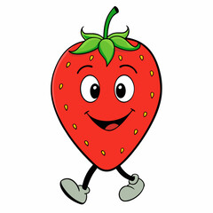 Strawberry vector illustration, strawberry icon and healthy sweet fruit, silhouette, logo, eps file, strawberry cartoon character, png on white background