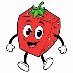 Fototapeta premium Strawberry vector illustration, strawberry icon and healthy sweet fruit, silhouette, logo, eps file, strawberry cartoon character, png on white background