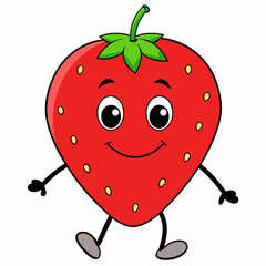 Strawberry vector illustration, strawberry icon and healthy sweet fruit, silhouette, logo, eps file, strawberry cartoon character, png on white background