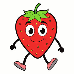 Strawberry vector illustration, strawberry icon and healthy sweet fruit, silhouette, logo, eps file, strawberry cartoon character, png on white background