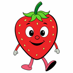 Strawberry vector illustration, strawberry icon and healthy sweet fruit, silhouette, logo, eps file, strawberry cartoon character, png on white background