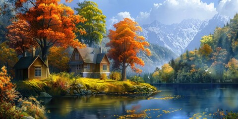 Naklejka premium autumn in the park