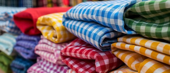 Fototapeta premium textured cotton gingham fabric, perfect for picnics or outdoor dining with its classic checkered pattern and durable, picnic-ready design