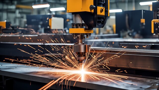 background sparks fire fly machine cut metal laser cutting metal industry welding processing production steel metallurgy plant spark part manufacturing equipment factory technology