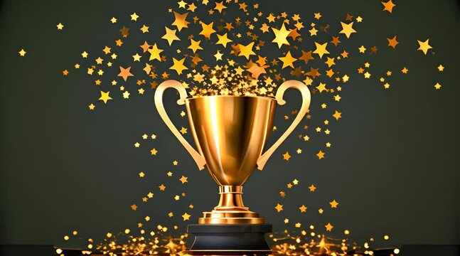 trophy in studio on black background