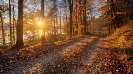 Fototapeta premium A tranquil hiking trail, once a historic battlefield, now symbolizes peace, inviting all to enjoy.
