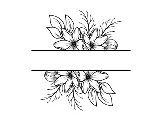 Flower Line Art Black and White