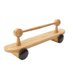 Wooden toy car for children, crafted with natural materials and featuring a simple design on black wheels. Perfect for eco-friendly playtime.