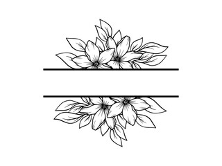 Flower Frame Line Art Illustration