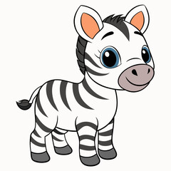 Fototapeta premium baby zebra cartoon, zebra vector illustration, zebra icon and healthy sweet fruit, silhouette, logo, eps file, zebra cartoon character, png on white background 