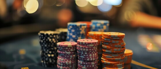 Red and white cards, green felt table, and chips, capturing the essence of a lively casino atmosphere and the allure of gambling games