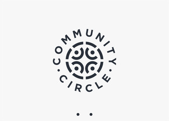 people circle logo design vector silhouette illustration