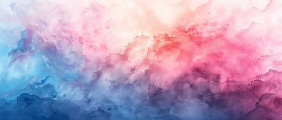 Fototapeta premium Abstract watercolor background with blue, pink, and white.