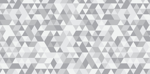 	
Abstract geometric white and gray background seamless mosaic and low polygon triangle texture wallpaper. Triangle shape retro wall grid pattern geometric ornament tile vector square element.