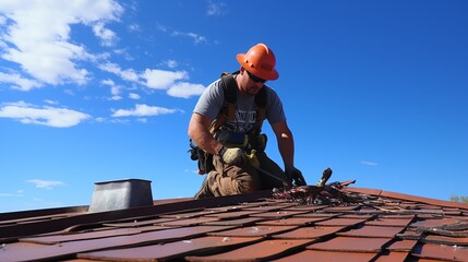 Closeup of roof repair work