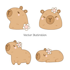 Cute Capybara, Cute Animal, Vector Illustration