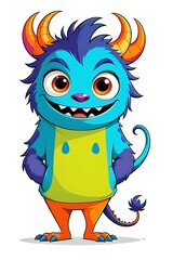 Naklejka premium Unique and brightly colored monster character designs for screen printing on clothes. Modern, attractive and eye-catching style, suitable for all ages