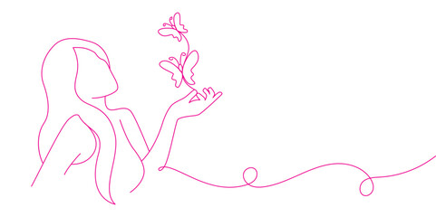 Women model posing line art style vector illustration