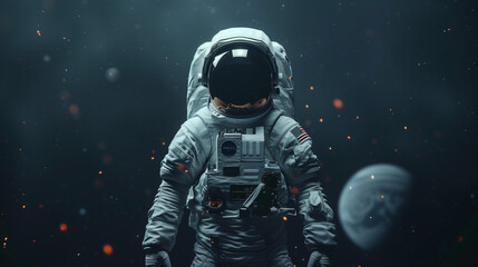 Astronaut stands to go on an extreme adventure, astronaut looks dashing in full space suit, Ai generated Images