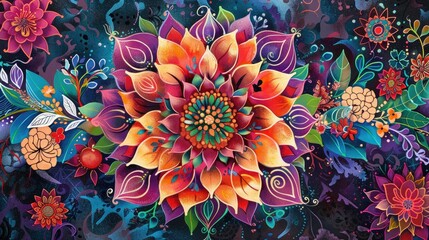 Floral Mandala Art With Vibrant