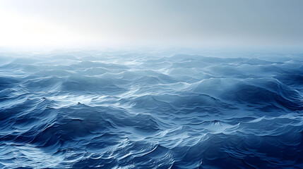 Obraz premium Serene Ocean Waves Under a Misty Sky - Tranquil Seascape with Gentle Waves and Soft Horizon