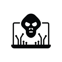 Black solid icon for cyber attack 