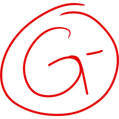 Grade results. Hand drawn grade in red circle. 