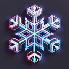 A futuristic neon snowflake, glowing with icy blue and pink hues, capturing the delicate beauty of winter in a modern and magical form